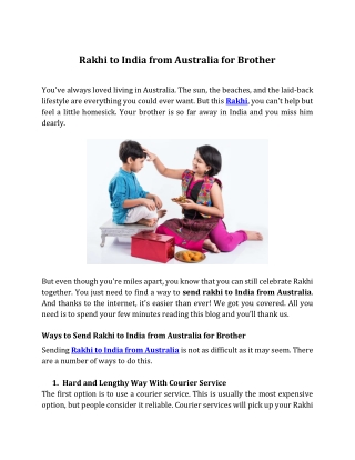 Rakhi to India from Australia for Brother