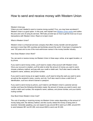 How to send and receive money with Western Union