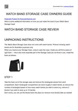 WATCH BAND STORAGE CASE OWNERS GUIDE