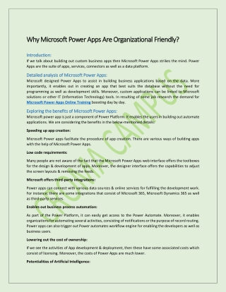 Why Microsoft Power Apps Are Organizational Friendly