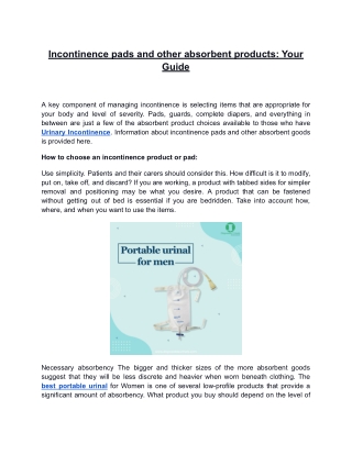 Incontinence pads and other absorbent products_ Your Guide