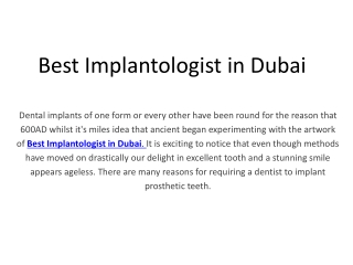 Best Implantologist in Dubai