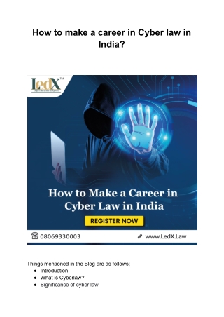 How to make a career in Cyber law in India