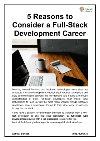 5 Reasons to Consider a Full-Stack Development Career