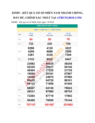 XSMN - SXMN - Kết Quả Xổ Số Miền Nam Hôm Nay - KQXSMN