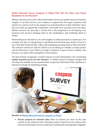 Market Research Survey Company in Dubai - Ken Research