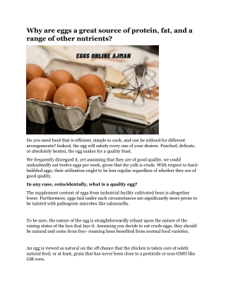 Why are eggs a great source of protein, fat, and a range of other nutrients