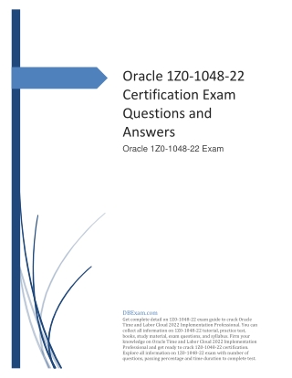 Oracle 1Z0-1048-22 Certification Exam Questions and Answers PDF