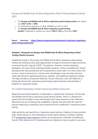 Europe and Middle East & Africa Respiratory Panel Testing Market