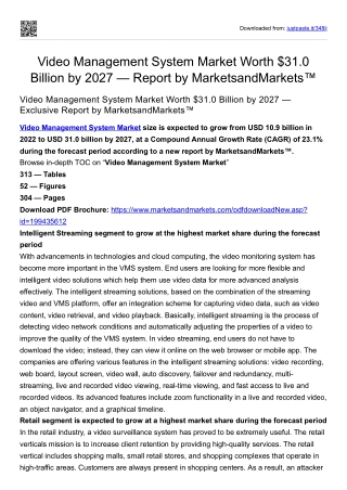 Video Management System Market Worth $31.0 Billion by 2027 — MarketsandMarkets™