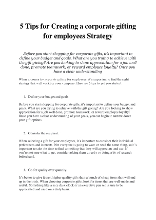 5 Tips for Creating a corporate gifting for employees Strategy