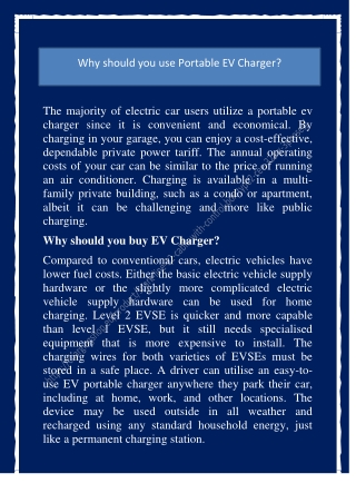 Why should you use Portable EV Charger?