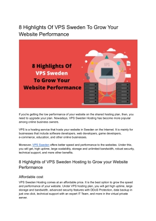 8 Highlights Of VPS Sweden To Grow Your Website Performance