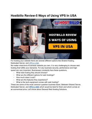 Hostbillo Review-5 Ways of Using VPS In USA