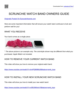 SCRUNCHIE WATCH BAND OWNERS GUIDE