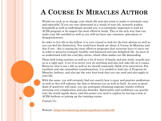 A Course In Miracles Author