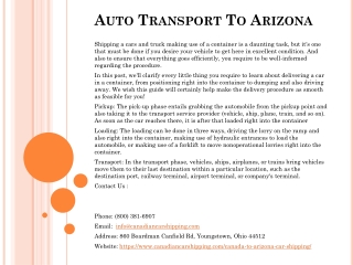 Auto Transport To Arizona