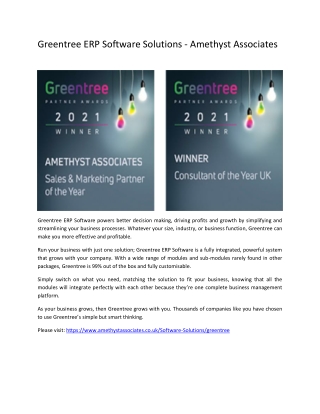 Greentree ERP Software Solutions - Amethyst Associates