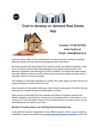 Cost to develop on-demand Real Estate App