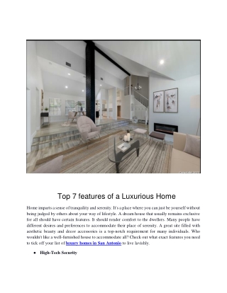 Top 7 features of a Luxurious Home