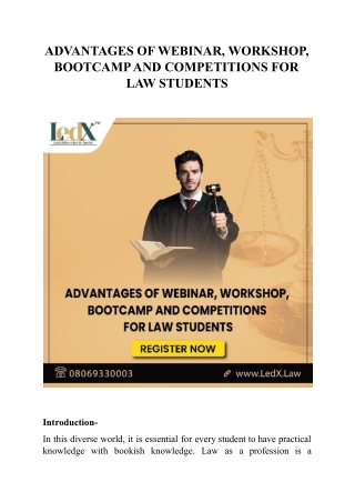 ADVANTAGES OF WEBINAR, WORKSHOPS, BOOTCAMPS, AND COMPETITIONS FOR A LAW STUDENT.docx
