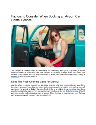 Factors to Consider When Booking an Airport Car Rental Service