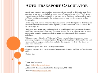Auto Transport Calculator