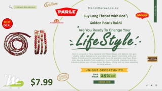 Buy Long Thread with Red Golden Pearls Rakhi - Rakhi Collection in New Zealand