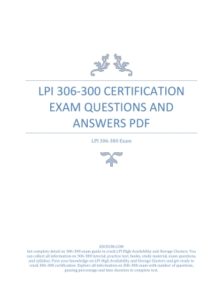 LPI 306-300 Certification Exam Questions and Answers PDF