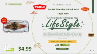 Buy MR Thread with Black Pearl Single Rakhi  - Rakhi Collection in New Zealand