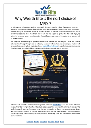 Why Wealth Elite is the no.1 choice of MFDs