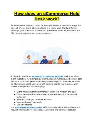 How does an eCommerce Help Desk work?