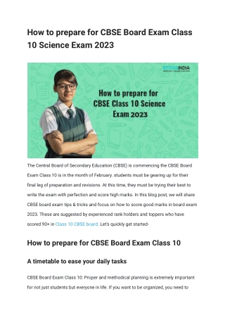 How to prepare for CBSE Board Exam Class 10 Science Exam 2023