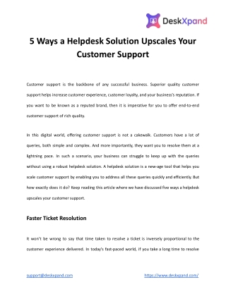 5 Ways a Helpdesk Solution Upscales Your Customer Support