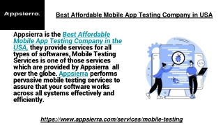 Best Affordable Mobile App Testing Company in USA