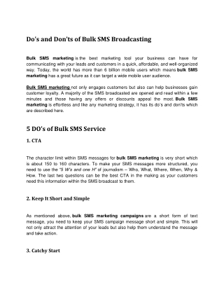 Do's and Don’ts of Bulk SMS Broadcasting