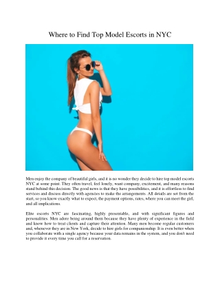 Where to Find Top Model Escorts in NYC