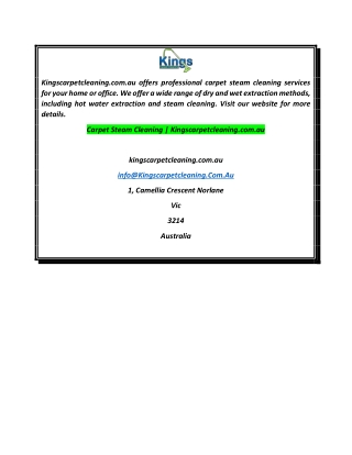 Carpet Steam Cleaning  Kingscarpetcleaning.com.au
