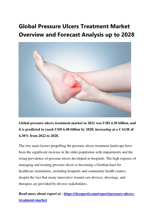 Global Pressure Ulcers Treatment Market Overview and Forecast Analysis up to 20