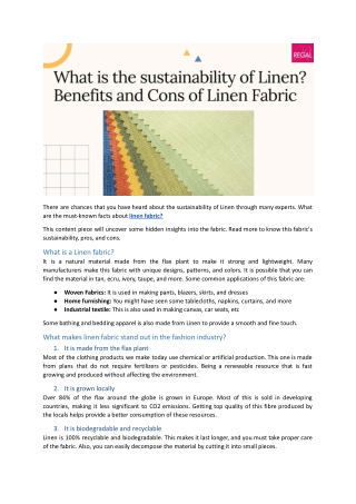 What is the sustainability of Linen_ Benefits and Cons of Linen Fabric