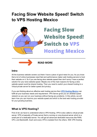 Facing Slow Website Speed! Switch to VPS Hosting Mexico