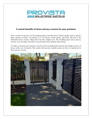 5 crucial benefits of fence privacy screens for your premises