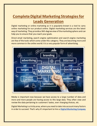 Complete Digital Marketing Strategies for Leads Generation