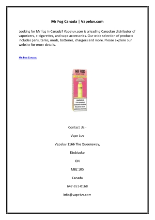 Mr Fog Canada | Vapeluv.com