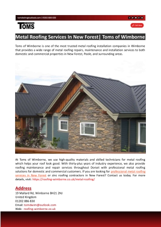 Metal Roofing Services In New Forest