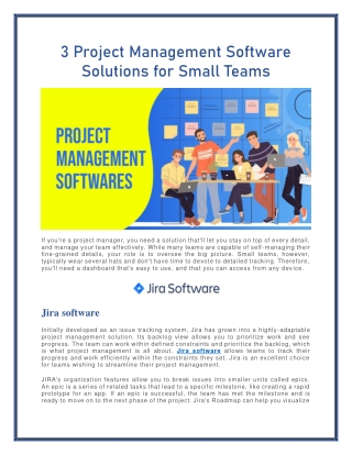 3 Project Management Software Solutions For Small Teams