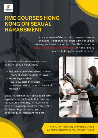 RME Courses Hong Kong on Sexual Harassment