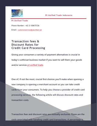 Transaction fees and Discount Rates for Credit Card Processing