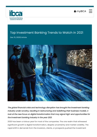 Top Investment Banking Trends to Watch in 2022