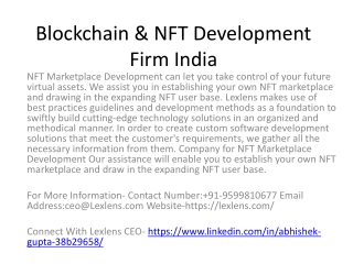 Blockchain & NFT Development Firm India